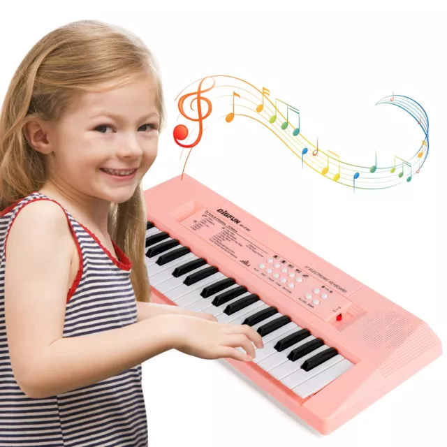 Teclado de Piano para Niños, 37 Teclas Electrónicos Piano Musical con Micrófono