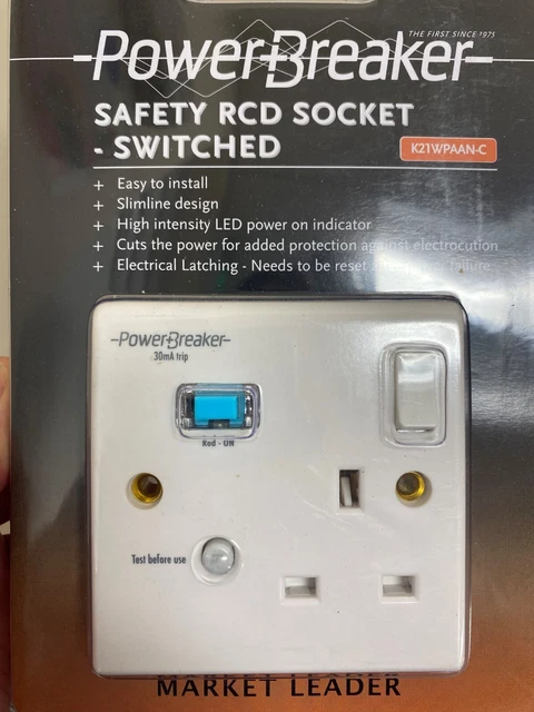 Interruptor eléctrico Greenbrook K21WPAAN-C RCD toma única 30 mA