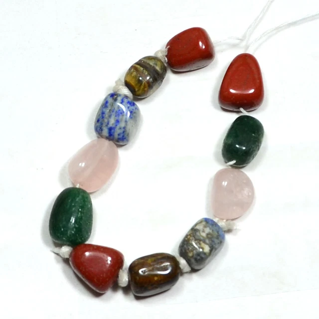 150 Ct Natural Lapis rose quartz jasper mix tumble Gemstone beads 9 inch Line