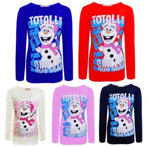 Bambine Natale T Shirt Freaky Pupazzo di Neve " Totally Chilled " Moda Top