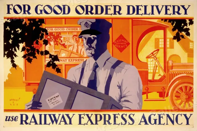 1929 Railway Express Agency Delvery Service Vintage Style Poster - 24x36