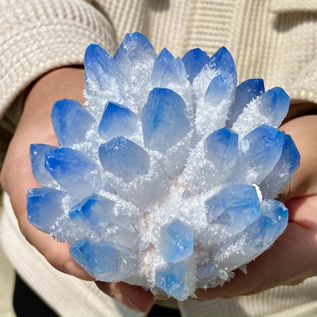 1.6LB New Find sky blue Phantom Quartz Crystal Cluster Mineral Specimen Healing 12
