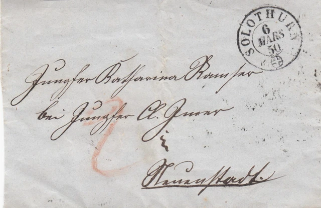 Schweiz Vorphilabrief aus dem Jahr 1850 von Solothurn nach ?