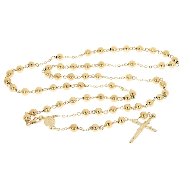Italian 14k Yellow Gold Gold Miraculous Medal Rosary Necklace 24" 5mm 10.3 grams Italian 14k Yellow Gold Gold Miraculous Medal Rosary Necklace 24" 5mm 10.3 grams