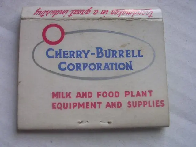 50's Cherry-Burrell Corp Milk & Food Plant Equip Chicago IL Perfect 36 Matchbook