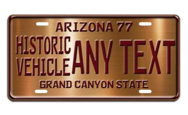 ARIZONA Personalized License Plate ANY TEXT NAME Custom Tag COPPER Historic Red