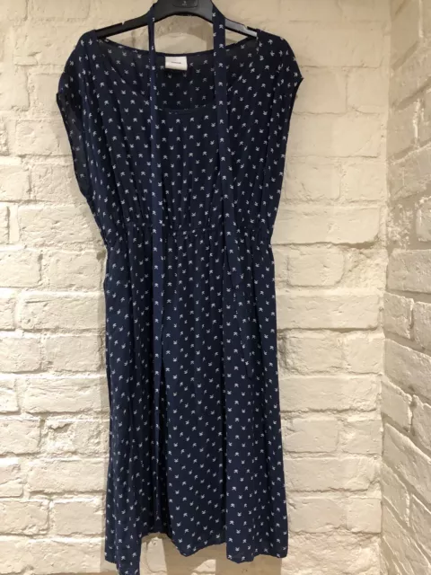 Mamalicious Navy Maternity Size L 12-14 Cotton Summer Dress Knee Length