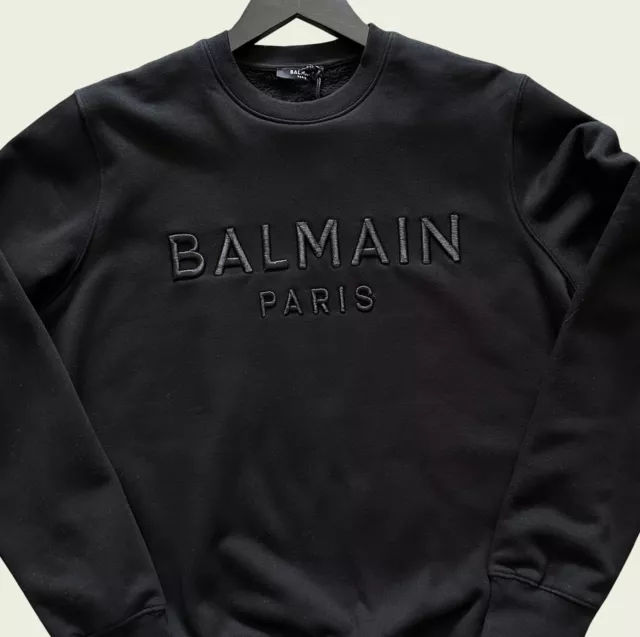 Balmain Black Embroidered Quilted Sweatshirt Men - S