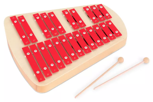 Xylophone Glockenspiel Chromatique Carillon en Bois Musical 23 Notes Rouge Set