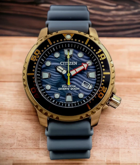 Citizen Eco Drive Promaster Diver Black Dial Two Tone Steel Strap Watch For Men - BN0194-57E main image 1