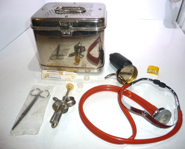Destillation BOX Stethoskop Arzt vintage  Zubehör  Riechampullen  alt