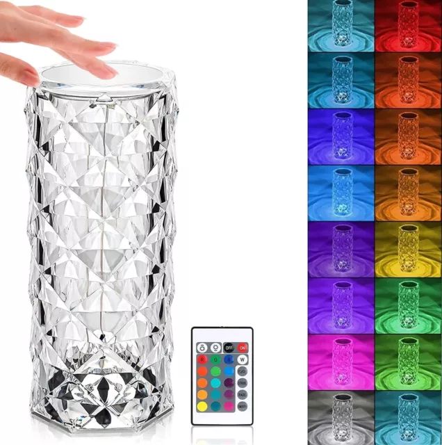 Lampada da Tavolo LED Touch Senza Fili RGB Lampada Effetto Cristallo 16 Colori