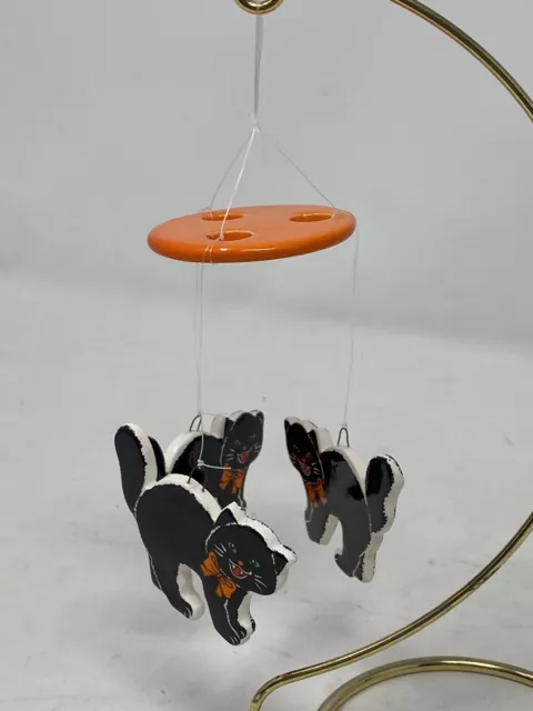 Vintage 80'S Russ Berrie Halloween Mini Wind Chime 3 Black Cat 2259 Original Box