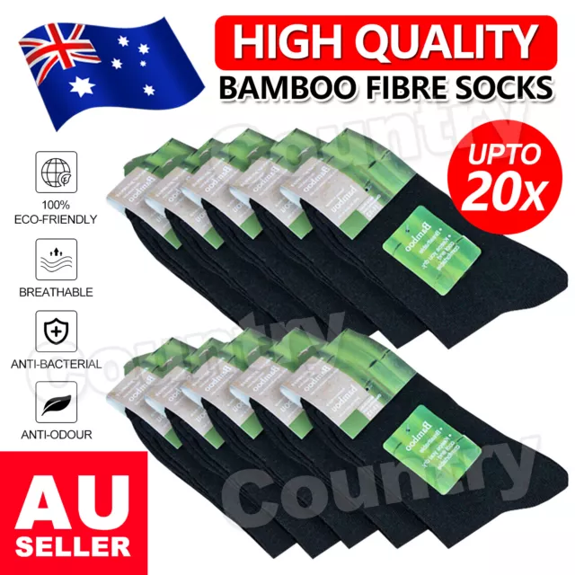 12 Pairs Mens Bamboo Fibre Socks Odor Resistant Sweat Black Natural Fiber Work