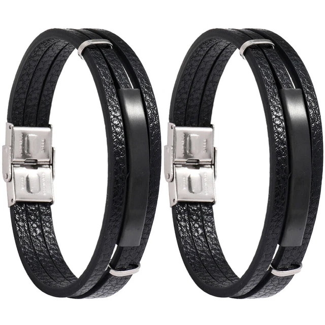 2pcs Männliche Armbänder Männer Lederarmband Personalisierte Handgelenk Kette Mu