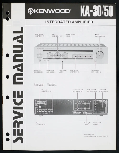 ORIGINAL KENWOOD KA-30/50 Stereo Amplifier Service-Manual/Diagram/Parts List 134 EUR 13,50 ...