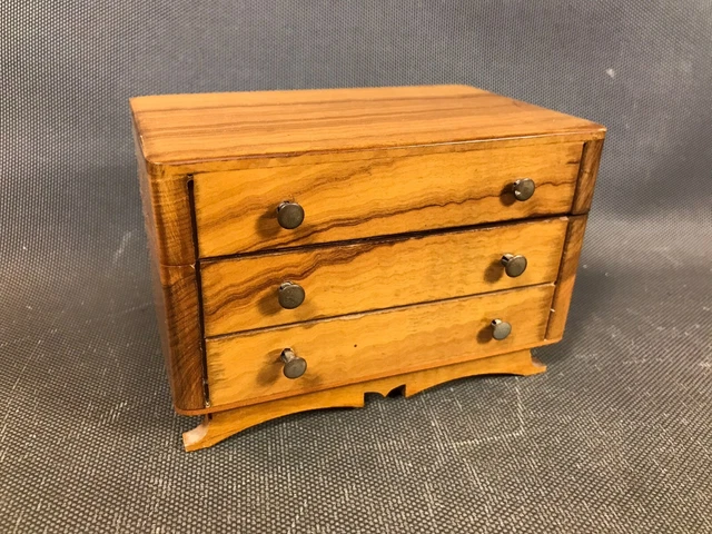 Boîte à Bijoux Vintage En Bois - Forme De Commode à Tiroirs - Occasion