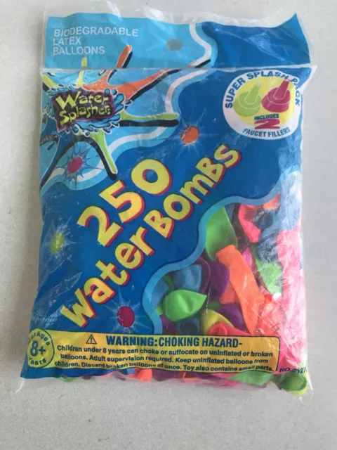 Water Splasher 250 Count Water Balloons With 2 Faucet Fillers