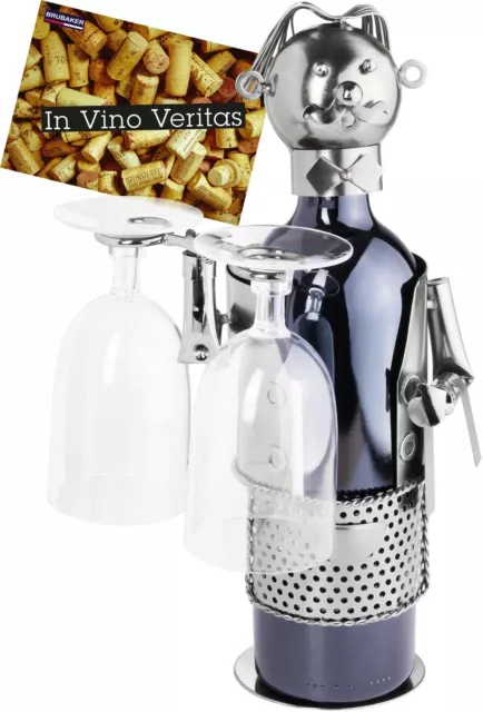 BRUBAKER Porte-Bouteille de vin & Porte-Verres Serveur Sommelier Idée Cadeau