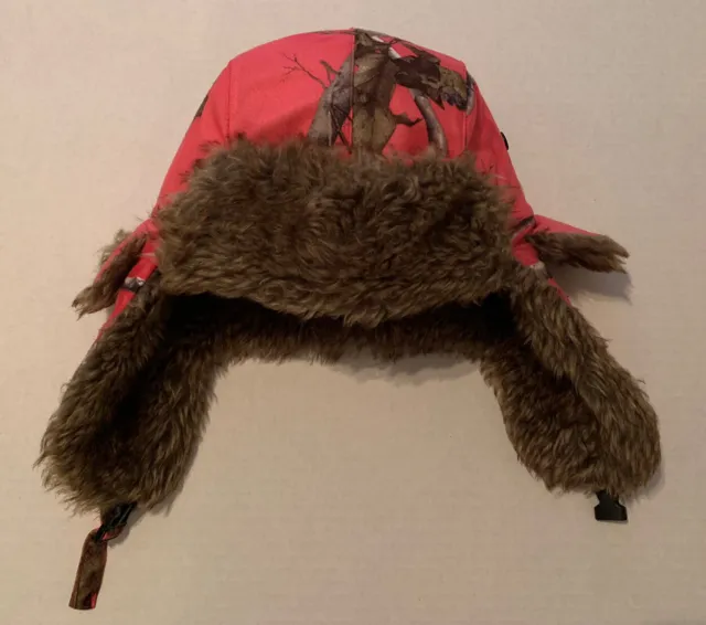 HOT SHOT Women’s Camo Trapper Hat Faux Fur Realtree Hunting Gear Thinsulate