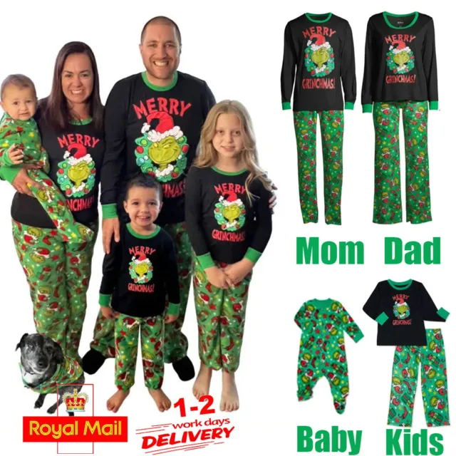 Grinch Christmas Pyjamas PJs Sets Ladies Family Matching Men Kid Nightwear Pjs