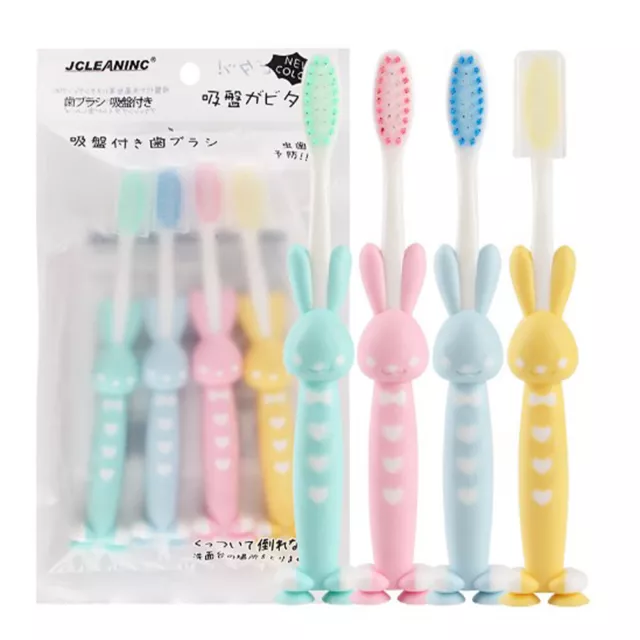 4 x Childrens Toothbrush ~ Rabbit Cute Fun Kids Manual Boys Girls Toddler Sli
