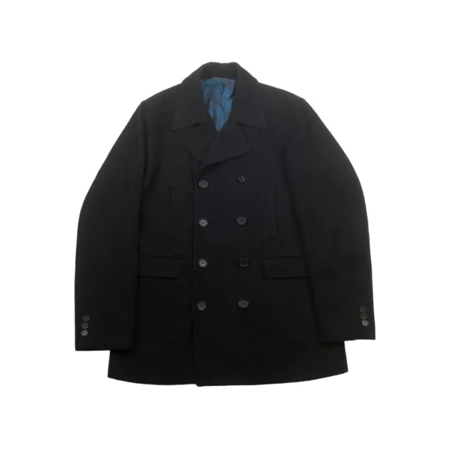 Ted Baker London Double Breasted Wool Blend Peacoat Overcoat Black XL 5