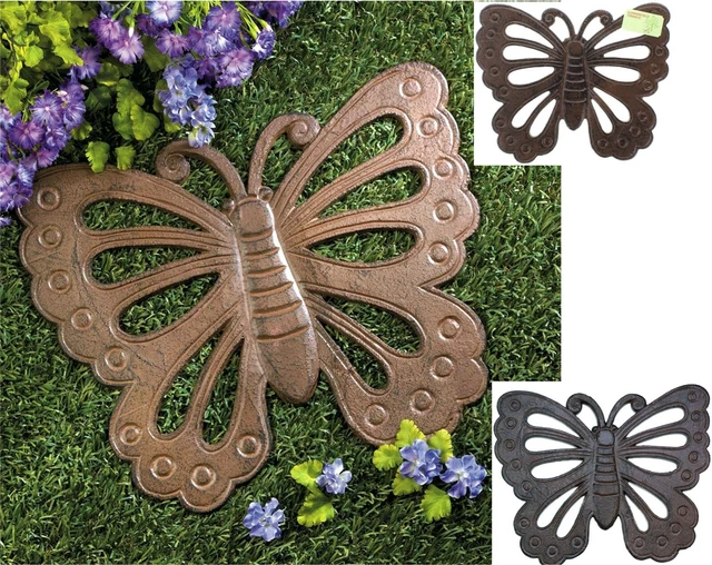 25" Cast Iron Butterfly Stepping Stone Or Wall Plaque ** Nib