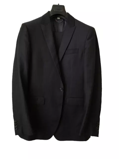 Authentic Mens BURBERRY "London" MODERN FIT 2pc 100% WOOL Blue Stripe Suit 42