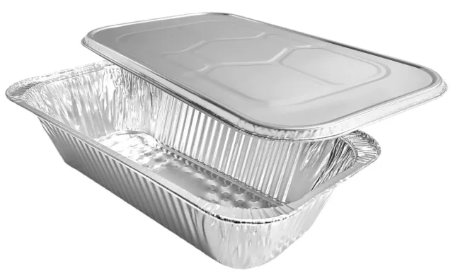 PACTOGO  1/3 Third-Size Aluminum Foil Steam Table Pans with Matching Foil Lids