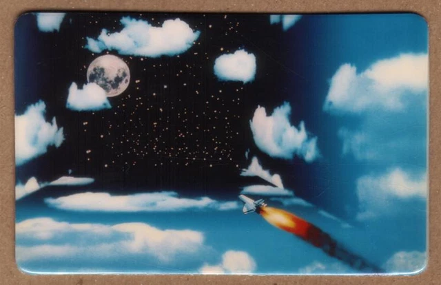 10u Artwork of NASA Space Shuttle Flying To The Moon USED Phone Card
