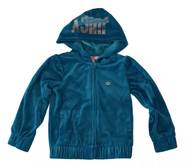 Juicy Enfants Pull Fille Polyester Logo Bleu Capuche Fermeture Éclair S. Tag