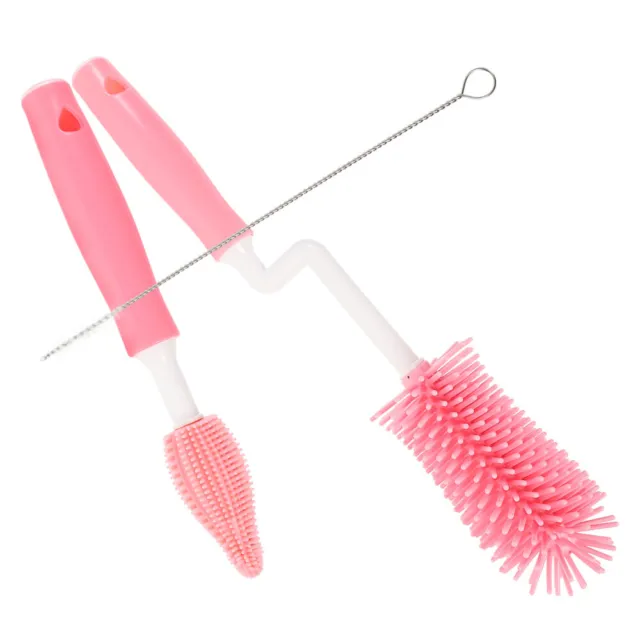 Silicone Cleaning Brush Baby Bottles Brushes Nipple Brushes Pink Silica Gel