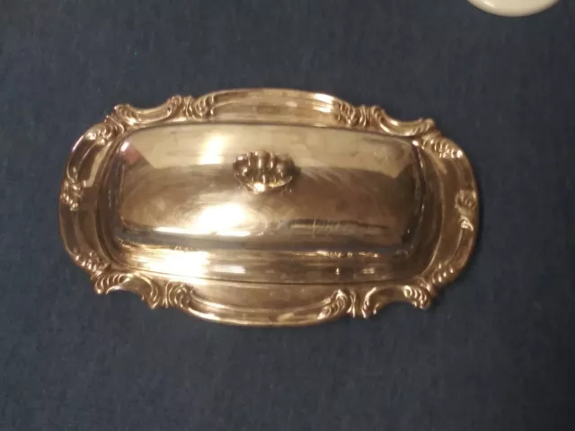 Vintage Gorham Silverplate Butter Dish quarter lb Scroll pattern YC1760 EUC 3