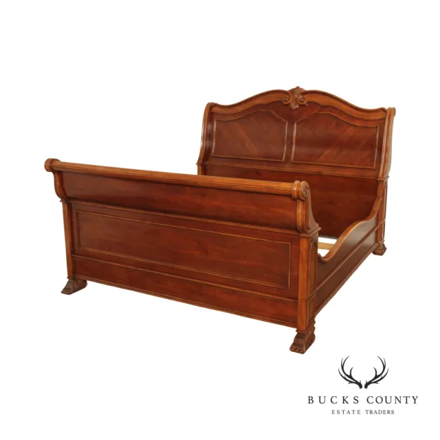 Bernhardt Rococo Style Carved Cherry King Size Sleigh Bed