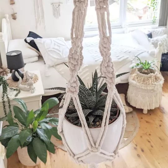 Macrame Plant Hanger With Pot - Natural - Handmade 3
