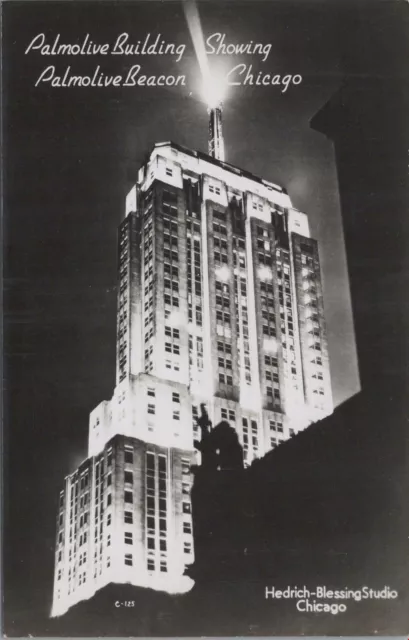 RPPC Postcard Palmolive Building Showing Palmolive Beacon Chicago IL