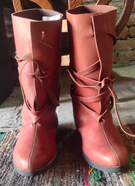 USA Armor Vintage Brown Mens shoes Ren faire Medieval Leather Mens Boots