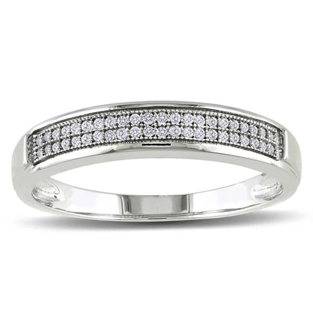 0.20 CT Vrai Diamant Bague Mariage 14K Blanc Solide Or Baque Hommes Taille 8.5 9