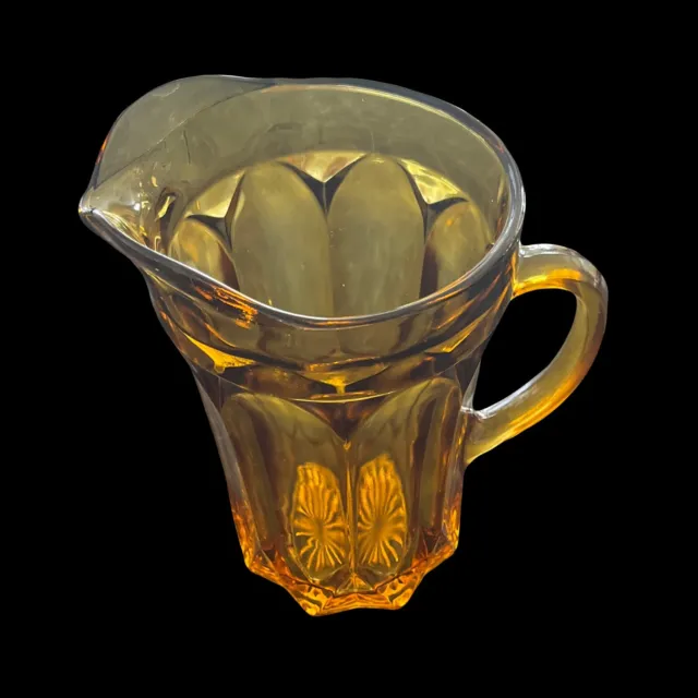 Vintage MCM ANCHOR HOCKING Amber Pitcher "Fairfield" Pattern Ice Lip