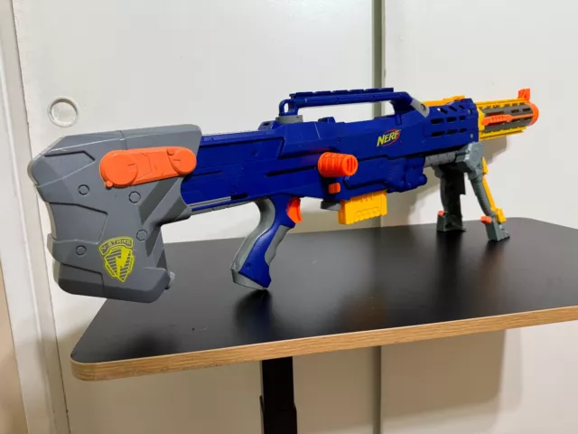 NERF N-Strike Longshot CS-6 Blue Front Gun Soft Dart Toy TESTED Works Great