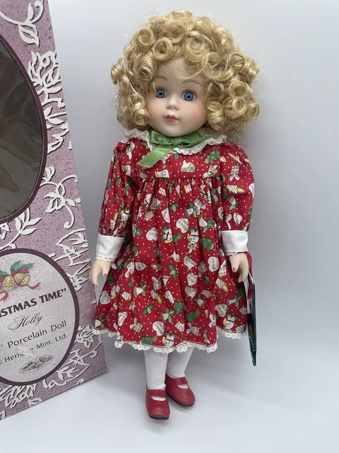 14" Heritage Mint Porcelain Doll Christmas Time Toddler Collection Holly