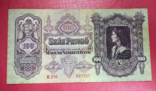 Hungarian 100 Pengo 1930 Old Money Hungary Banknote