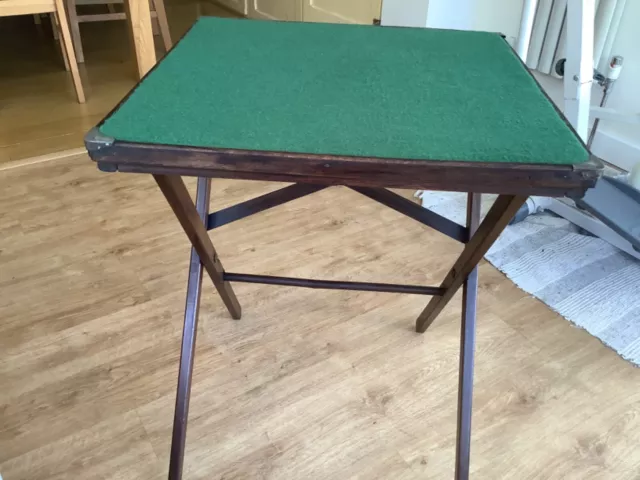 Antique folding green baize card table