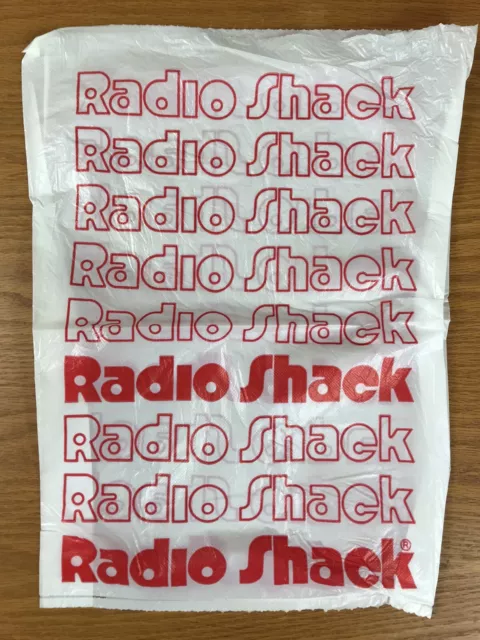 Vintage Radio Shack Red White Repeating Logo Plastic Shopping Bags 17 X 12 1980s