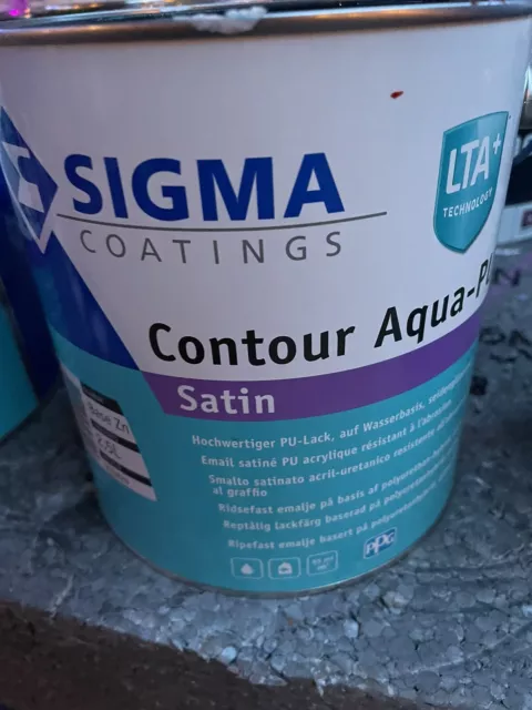 2,5 L Sigma Contour Aqua PU Satin  Restposten   (17,50€/L) Ton offenes Gebinde