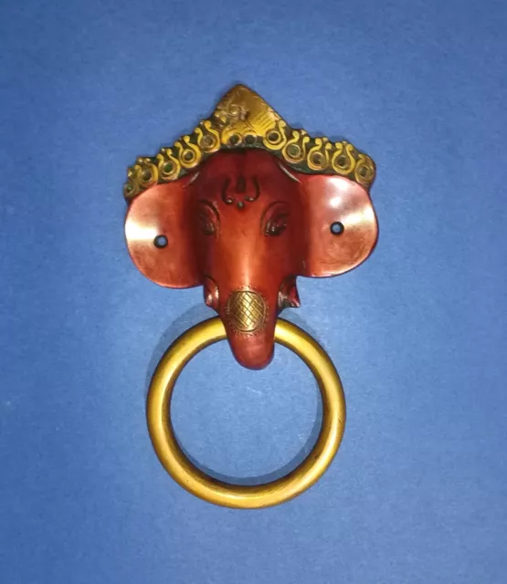 Laiton Vinayaka Visage Porte Heurtoir Ganpati Design Sonnette Décor Maison AJ028