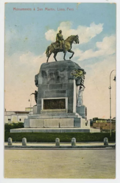 Vintage 1910s Postcard Peru Lima Monumento a San Martin Agencia Moderna Photo
