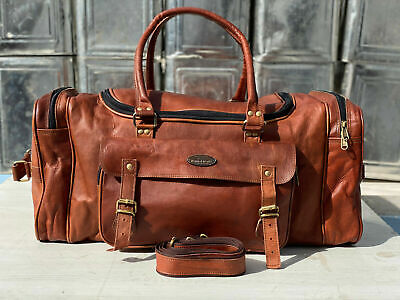 30 Inch Travel Bag Vintage Leather Duffel Luggage Weekend GVB Men's Extra Large