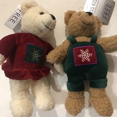 💜Hallmark Kiss Kiss Mistletoe Bears Magnetic Noses & Hold Hands! With Tags!